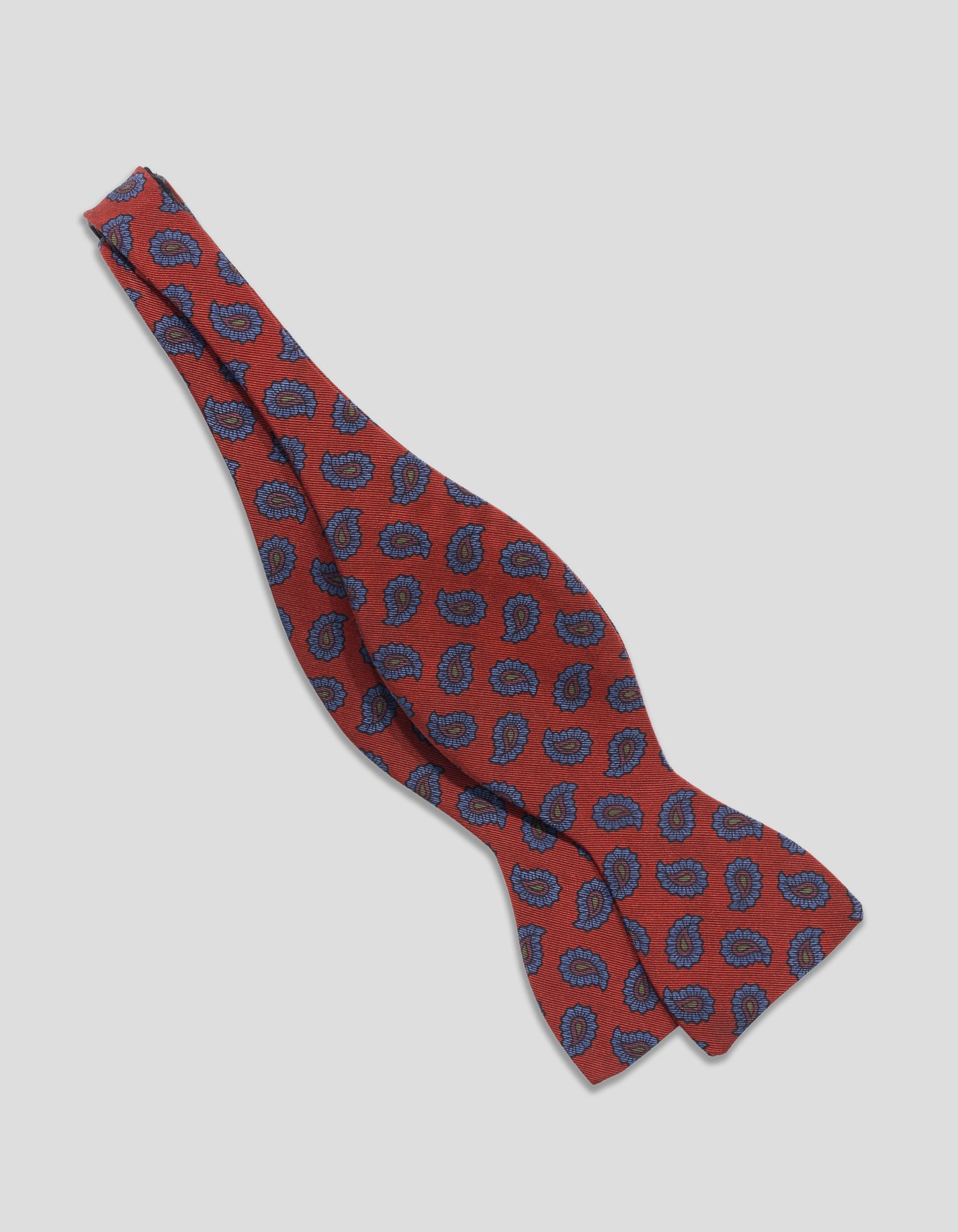 IRISH POPLIN PAISLEY BOW TIE - BURGUNDY/BLUE