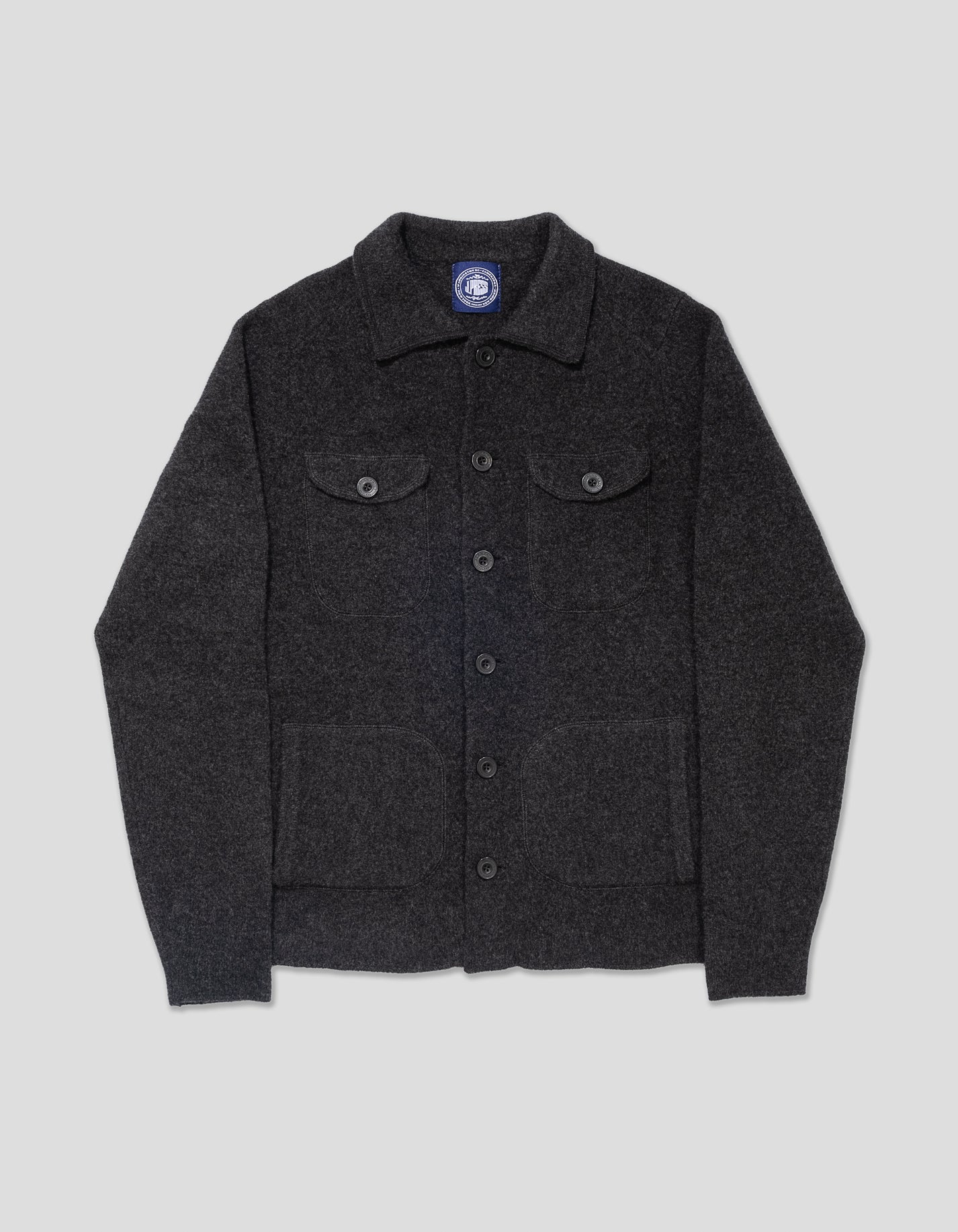 WOOL KNITTED SHIRT JACKET - CHARCOAL