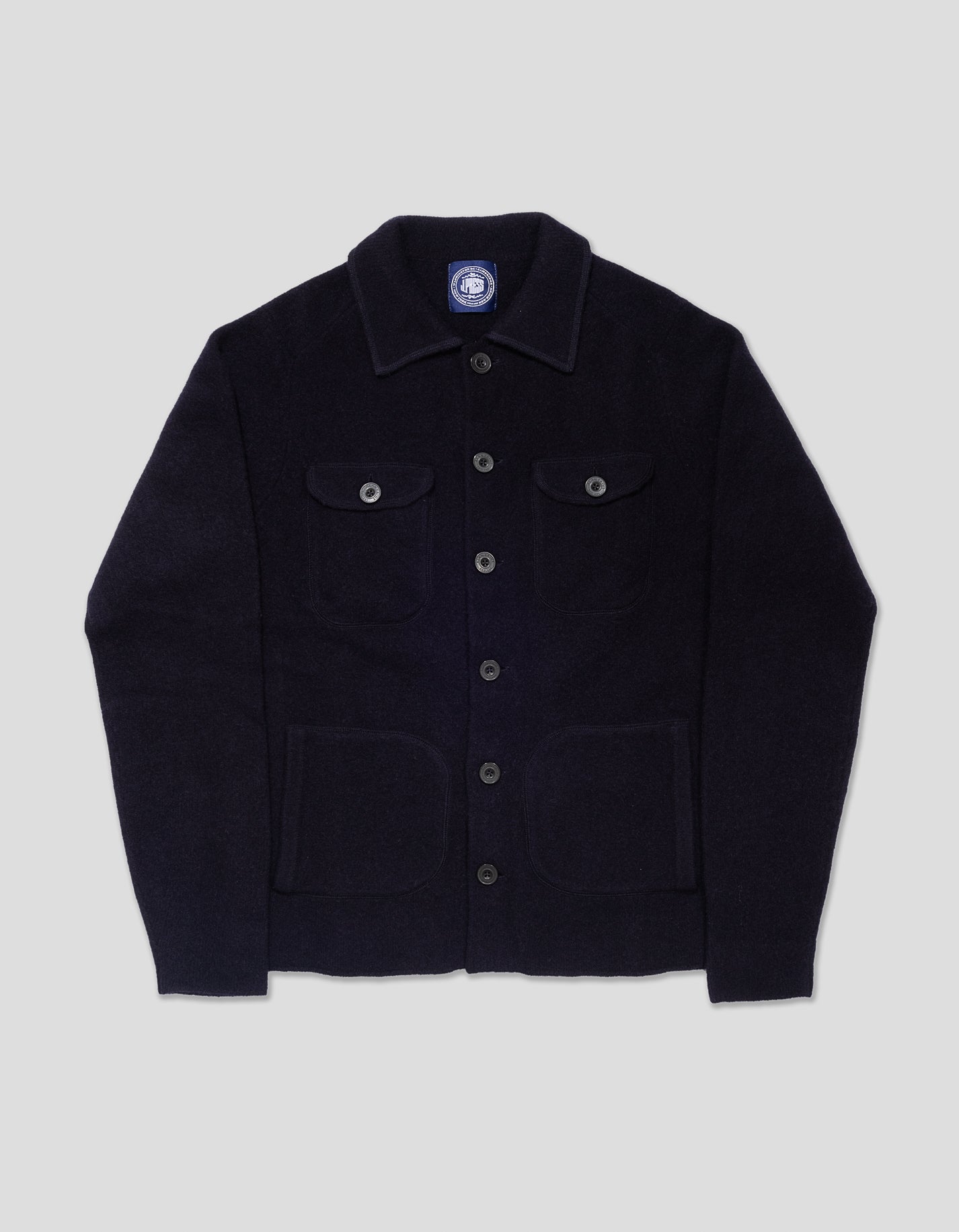 WOOL KNITTED SHIRT JACKET - NAVY