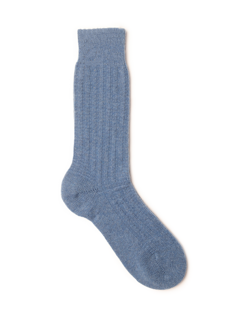 TEXTURED RIB RECYCLED CAHSMERE MID CALF - BLUE
