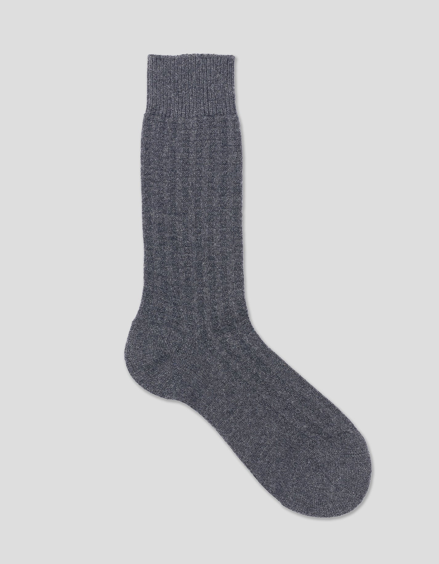 TEXTURED CASHMERE SOCKS - CHARCOAL