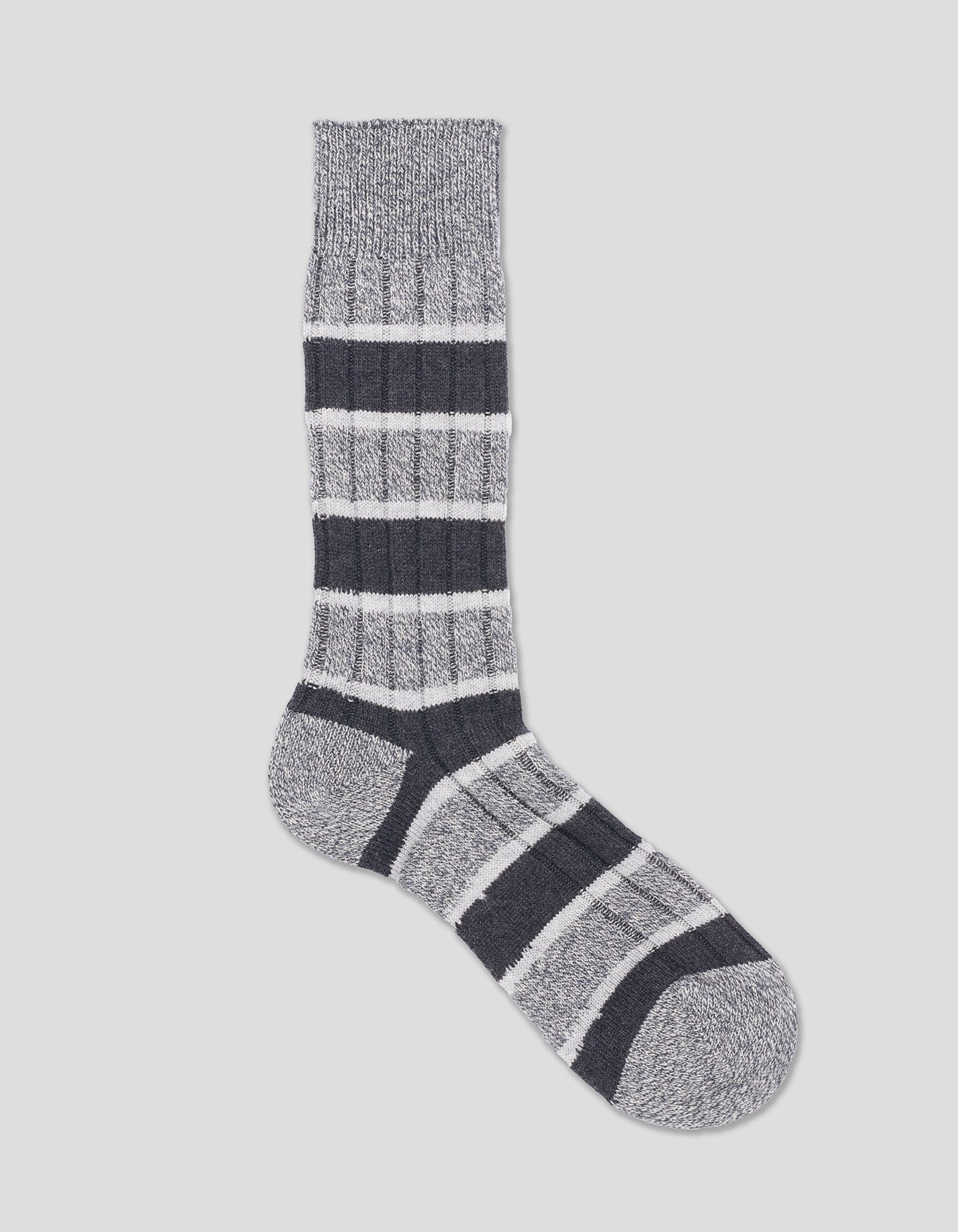 STRIPED CASHMERE SOCKS - CHARCOAL