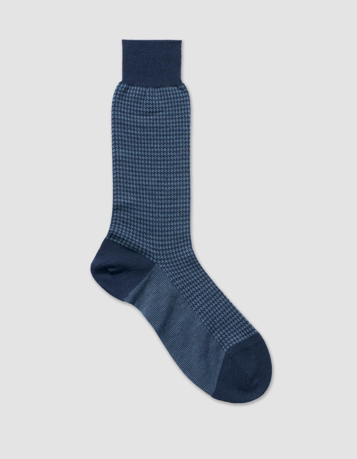 HOUNDSTOOTH WOOL MID CALF - NAVY