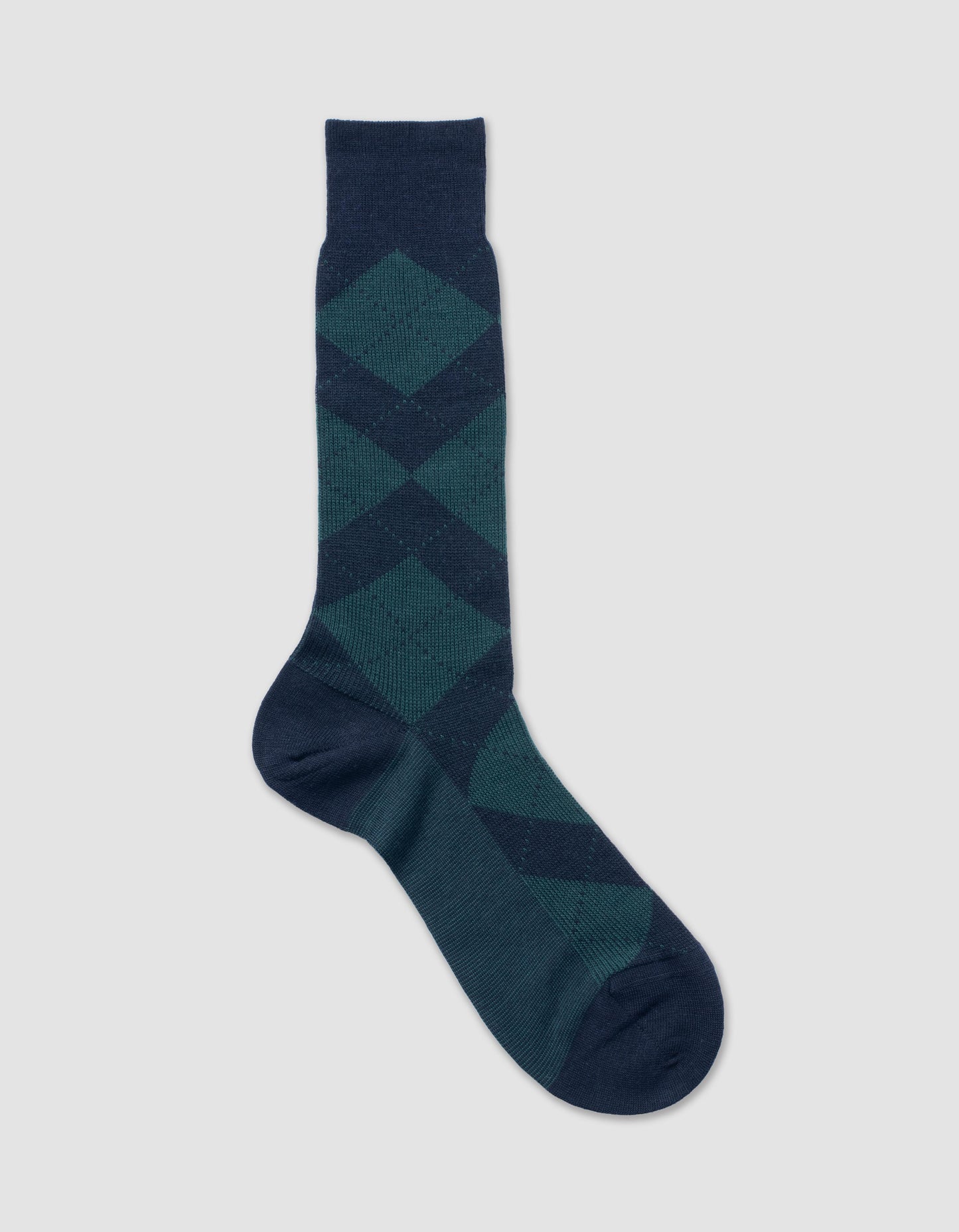 ARGYLE WOOL MID CALF SOCK - NAVY