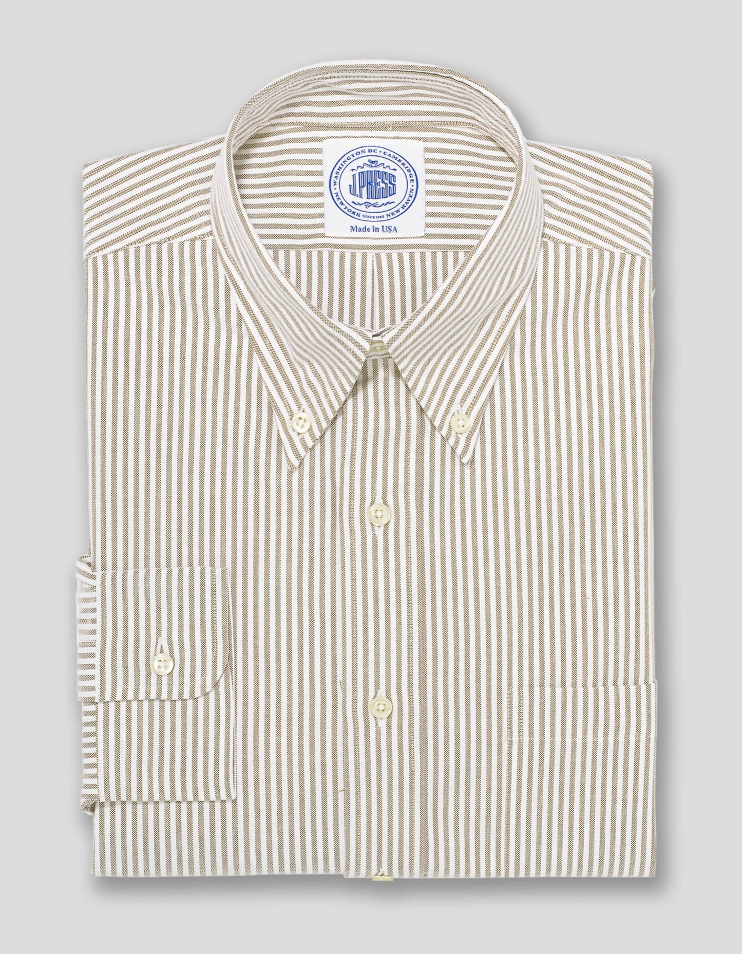 BROWN/WHITE OXFORD DRESS SHIRT