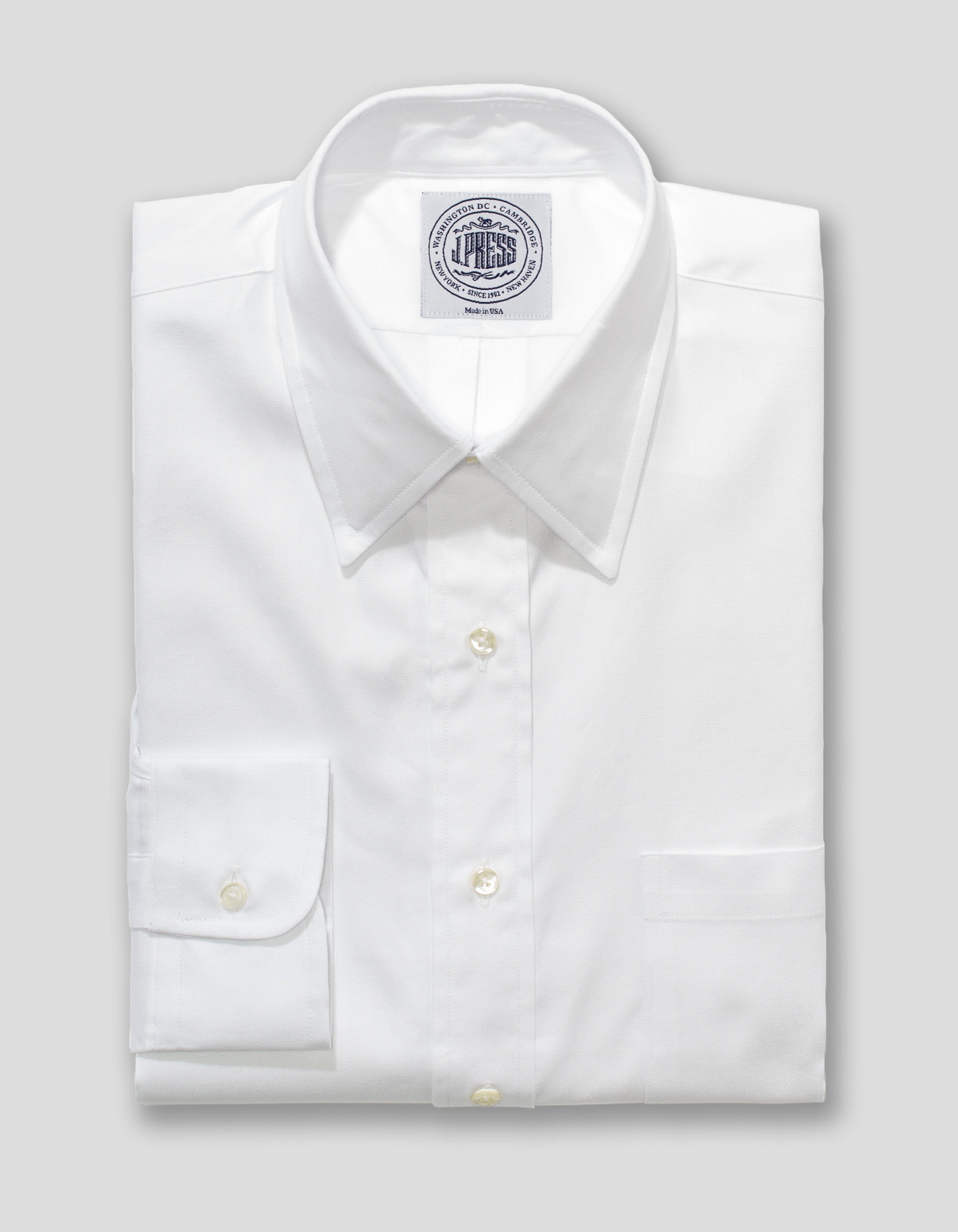 WHITE PINPOINT POINT COLLAR DRESS SHIRT – J. PRESS