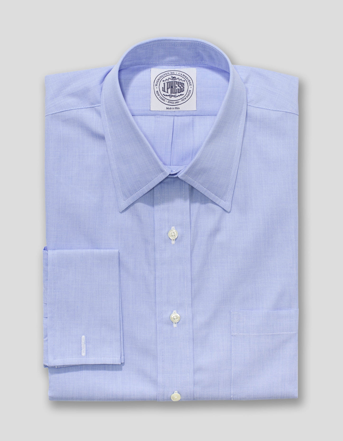 BLUE END-ON-END SHIRT WITH FRENCH CUFF DRESS SHIRT