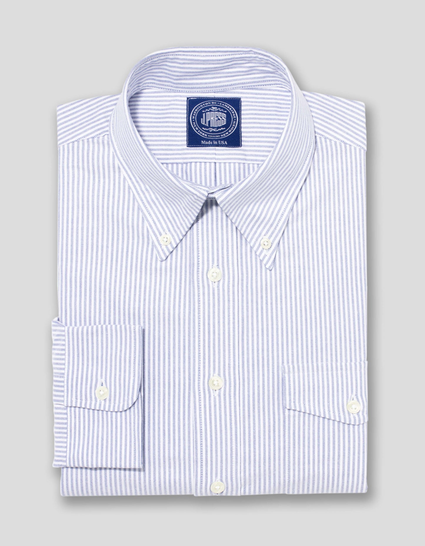 BLUE/WHITE OXFORD DRESS SHIRT WITH FLAP POCKET - TRIM FIT