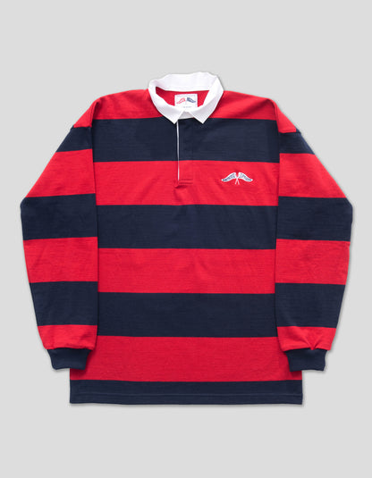 J.PRESS x BOATHOUSE LONG SLEEVE RUGBY SHIRT - NAVY/RED