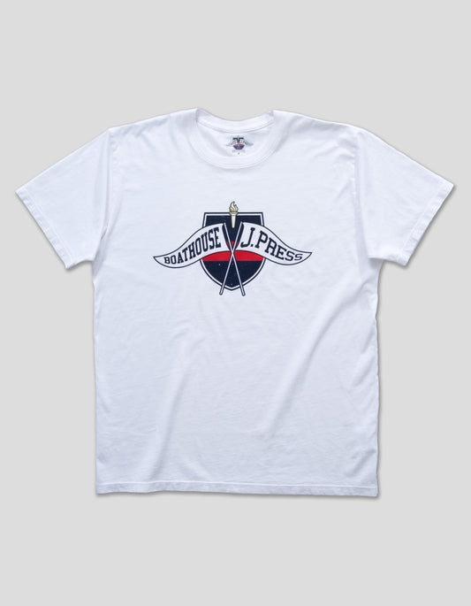 J.PRESS x BOATHOUSE COTTON SHORT SLEEVE TEE - WHITE