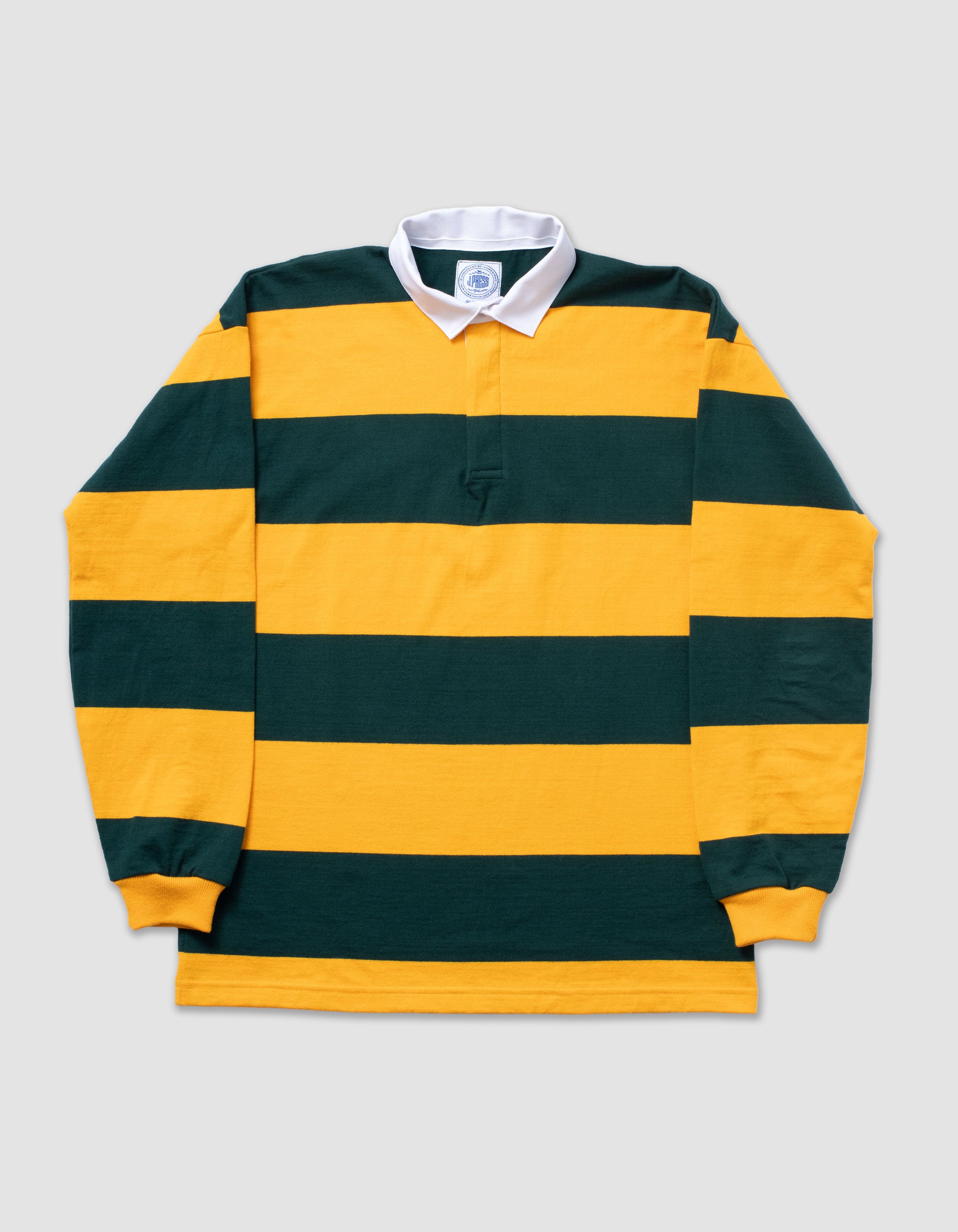 Classic Stripe Rugby Shirt in Gold & Evergreen| Men's Rugby Shirts – J ...