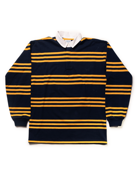 TRACK STRIPE RUGBY SHIRT - NAVY/GOLD