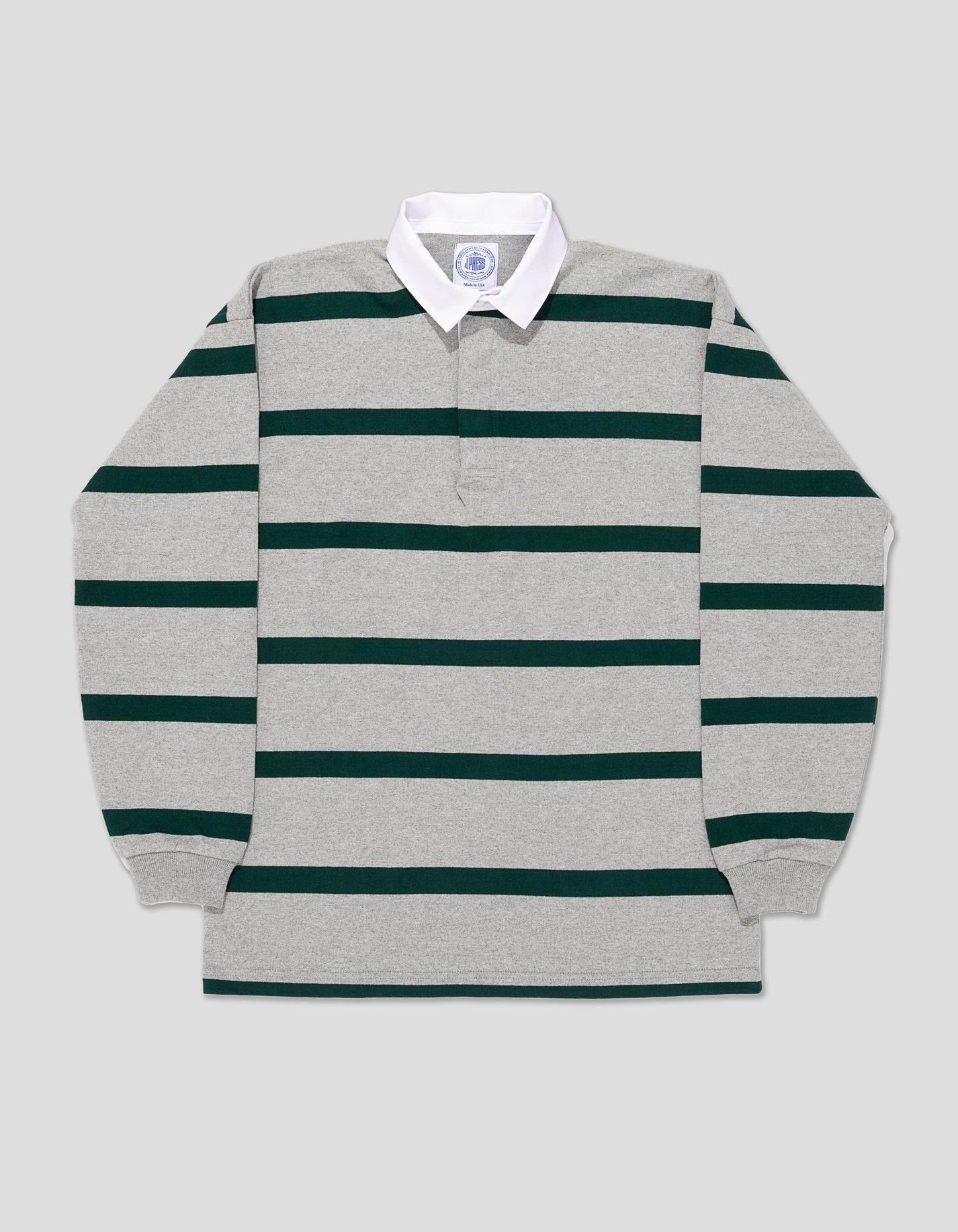 STRIPE RUGBY SHIRT - GREY/GREEN