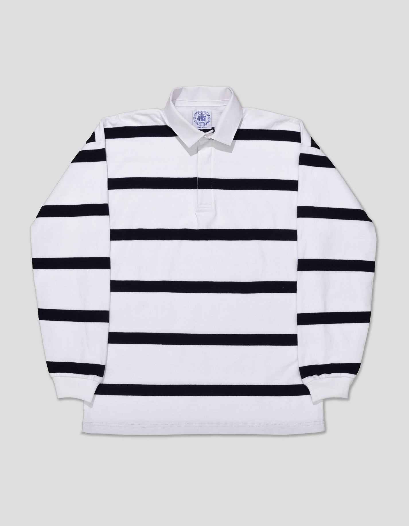 STRIPE RUGBY SHIRT - WHITE/NAVY