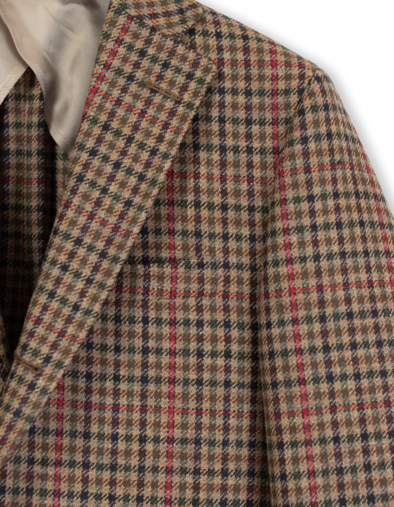 BROWN/OLIVE CHECK W/RED PANE SPORTCOAT IN LOVAT MILL TWEED