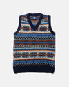 Made-in-Scotland Navy Fair Isle Sweater Vest