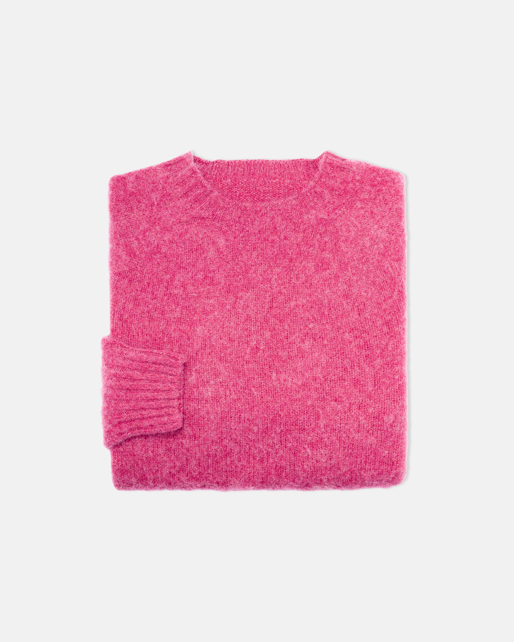 Made-in-Scotland Bright Pink Shaggy Dog Sweater  - Trim Fit
