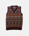 Made-in-Scotland Burgundy Fair Isle Sweater Vest