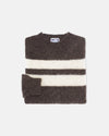 Made-In-Scotland Brown University Stripe Shaggy Dog Sweater  - Trim Fit