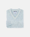 Made-in-Scotland Light Blue Shaggy Dog V-Neck Sweater - Trim Fit