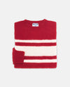 Made-in-Scotland Red Chest Stripe Shaggy Dog Sweater - Trim Fit