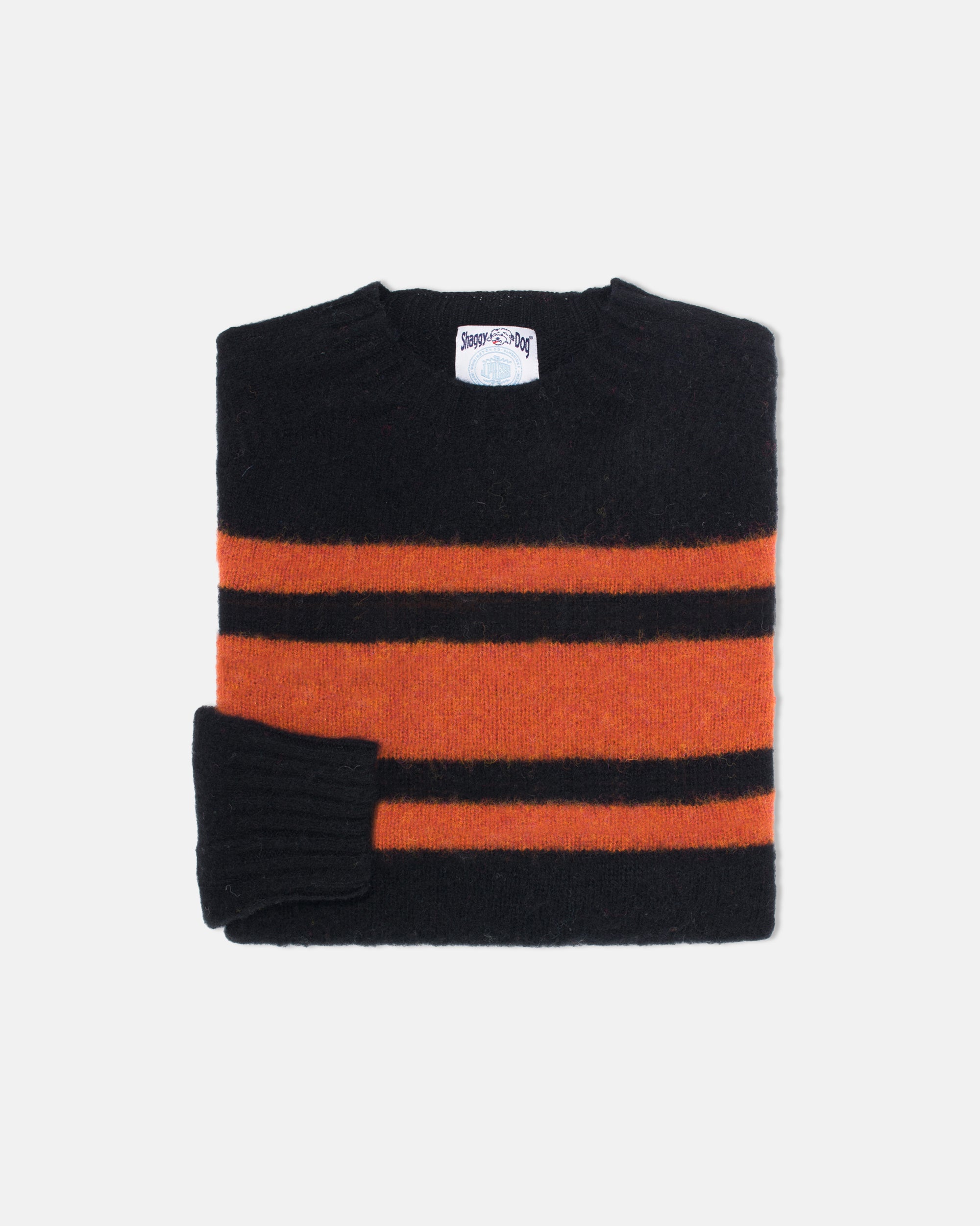 Made-in-Scotland Black Chest Stripe Shaggy Dog Sweater - Trim Fit