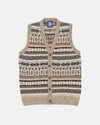 Made-in-Scotland  Tan Fair Isle Cardigan Vest