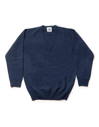 LAMBSWOOL V NECK SWEATER - BLUE