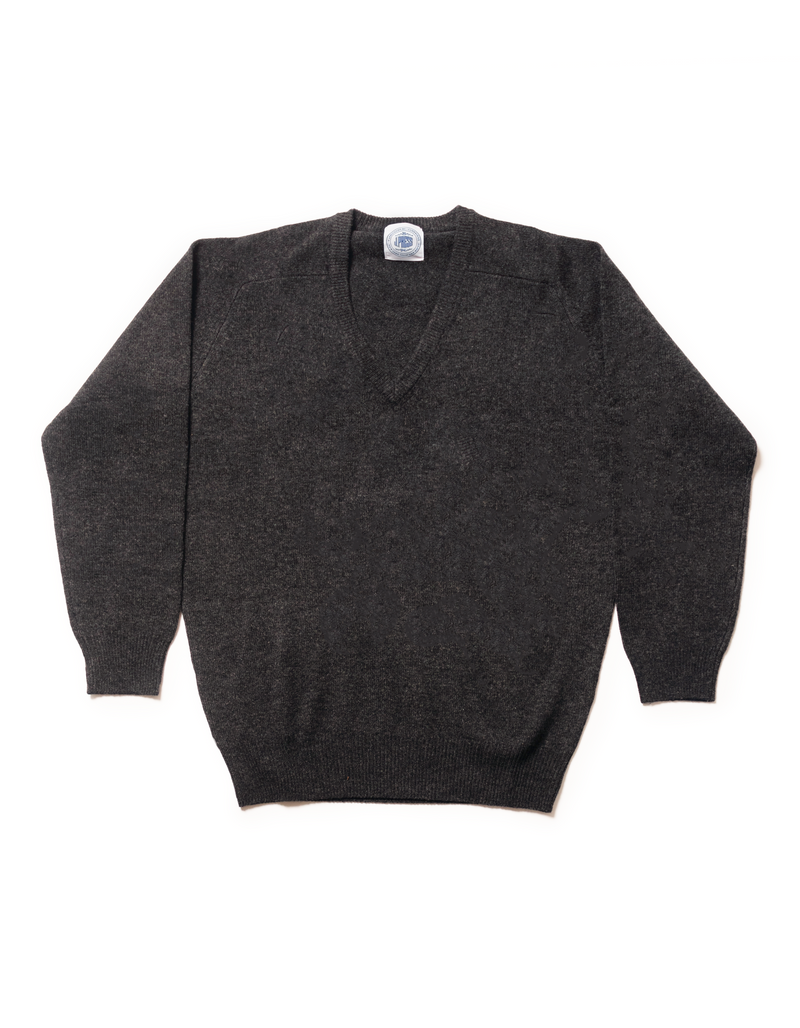 LAMBSWOOL V NECK SWEATER - CHARCOAL