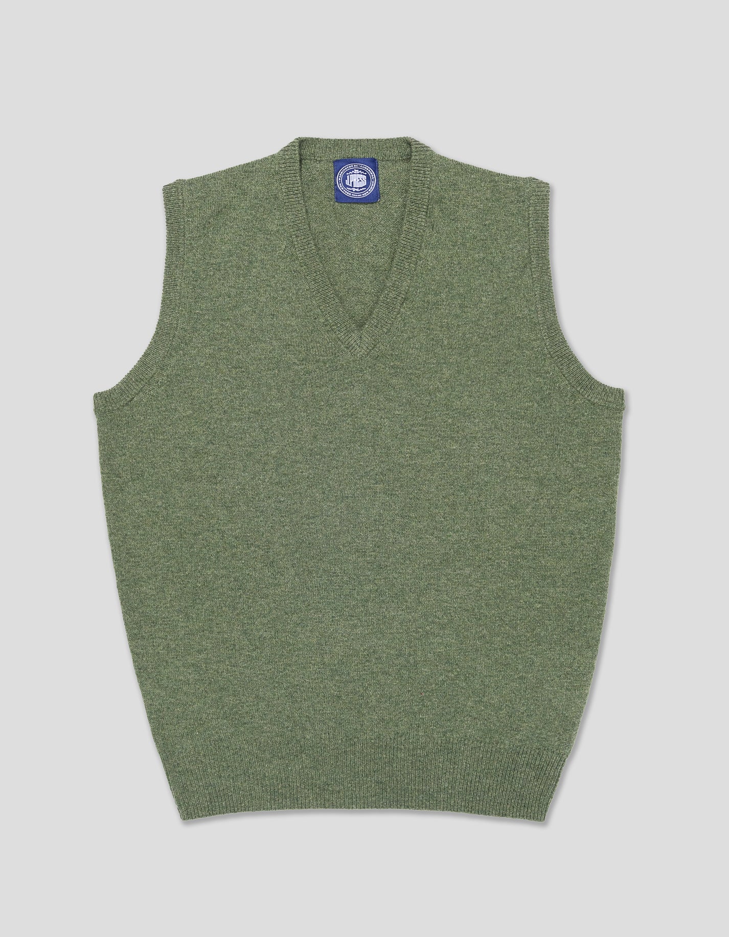 LAMBSWOOL V NECK VEST - GREYISH GREEN