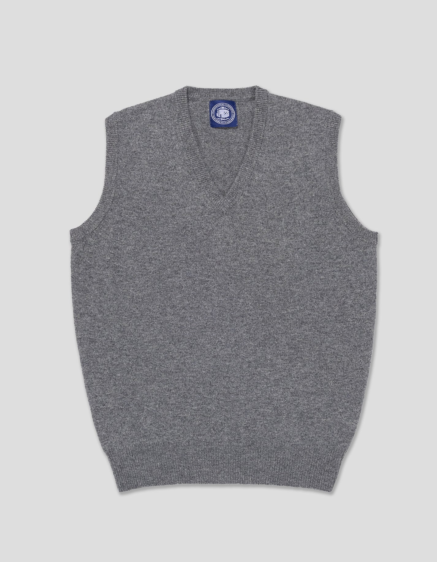 LAMBSWOOL V NECK VEST - GREY MIX