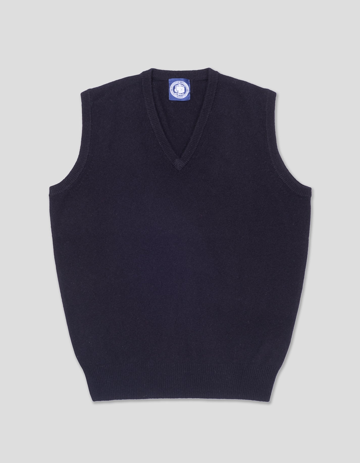 LAMBSWOOL V NECK VEST - NAVY