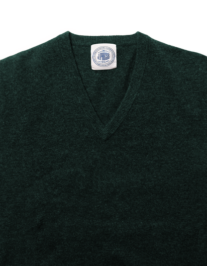 LAMBSWOOL GEELONG V NECK SWEATER - GREEN