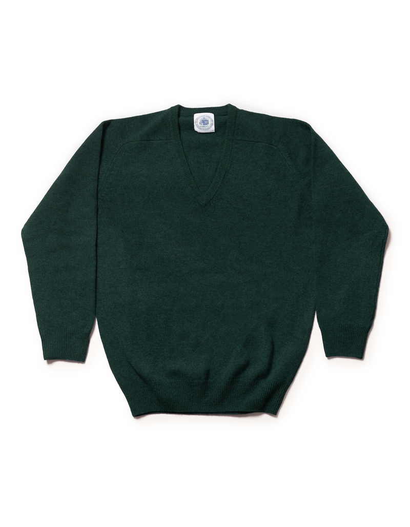 LAMBSWOOL V NECK SWEATER - GREEN