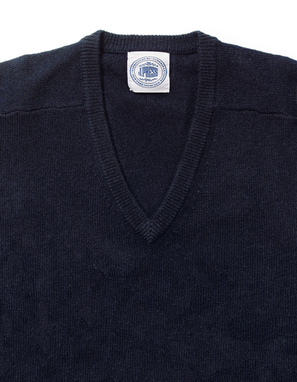 LAMBSWOOL V NECK SWEATER - NAVY