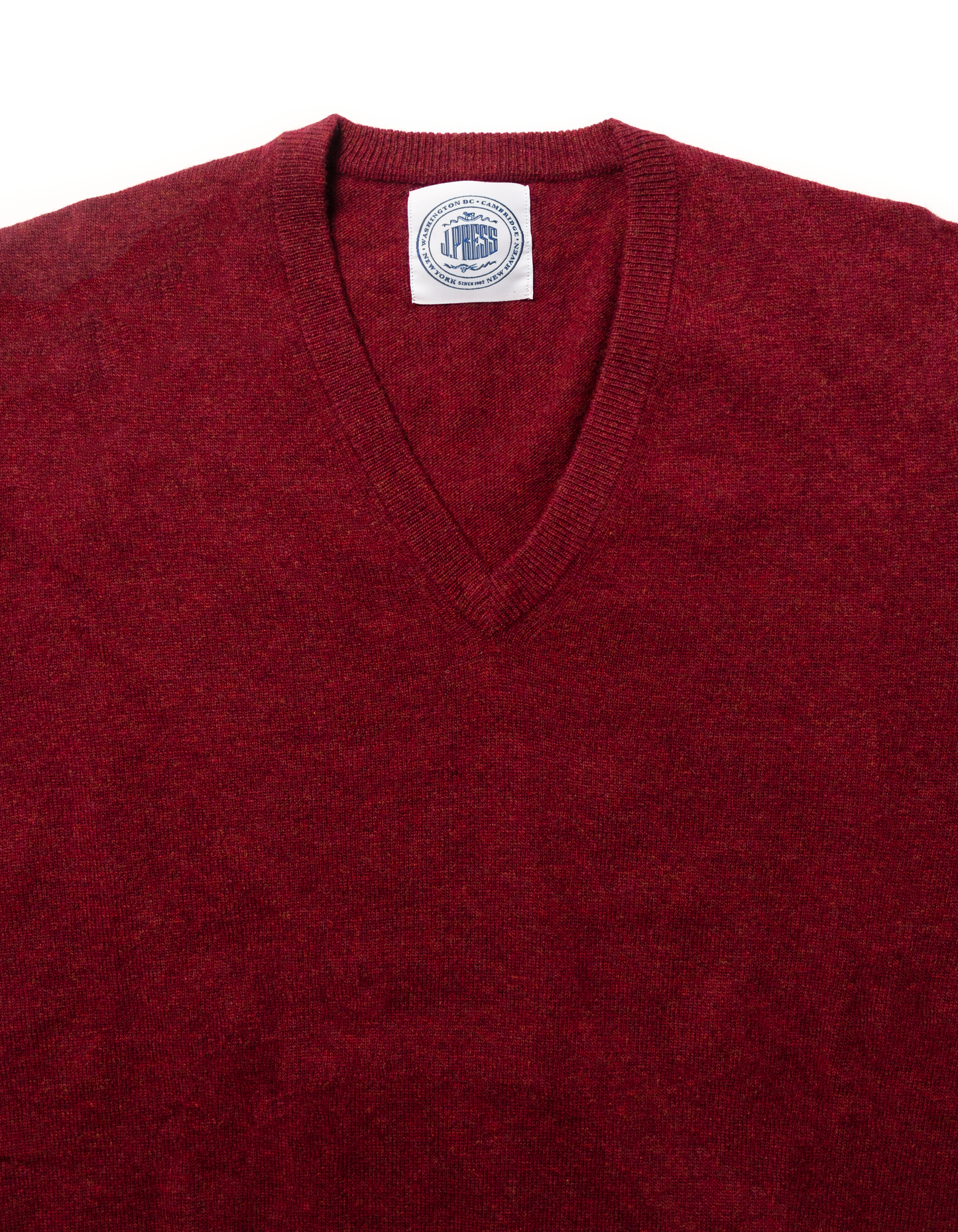 LAMBSWOOL GEELONG V NECK SWEATER - RED