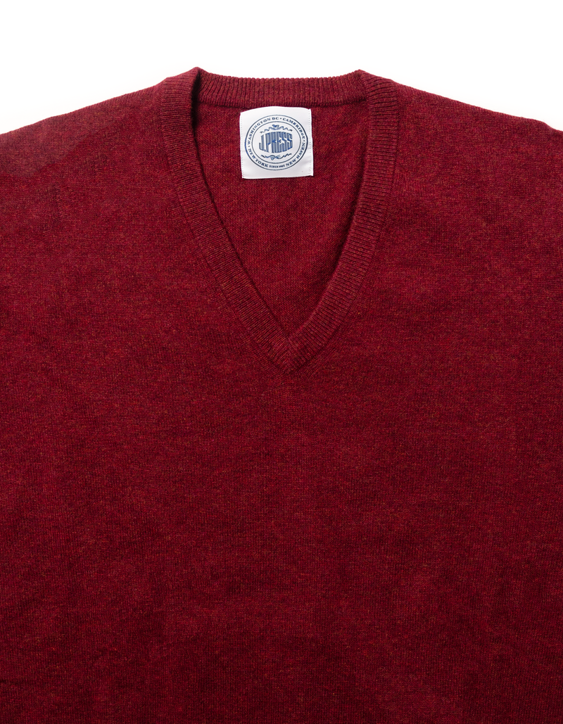 LAMBSWOOL V NECK SWEATER - RED