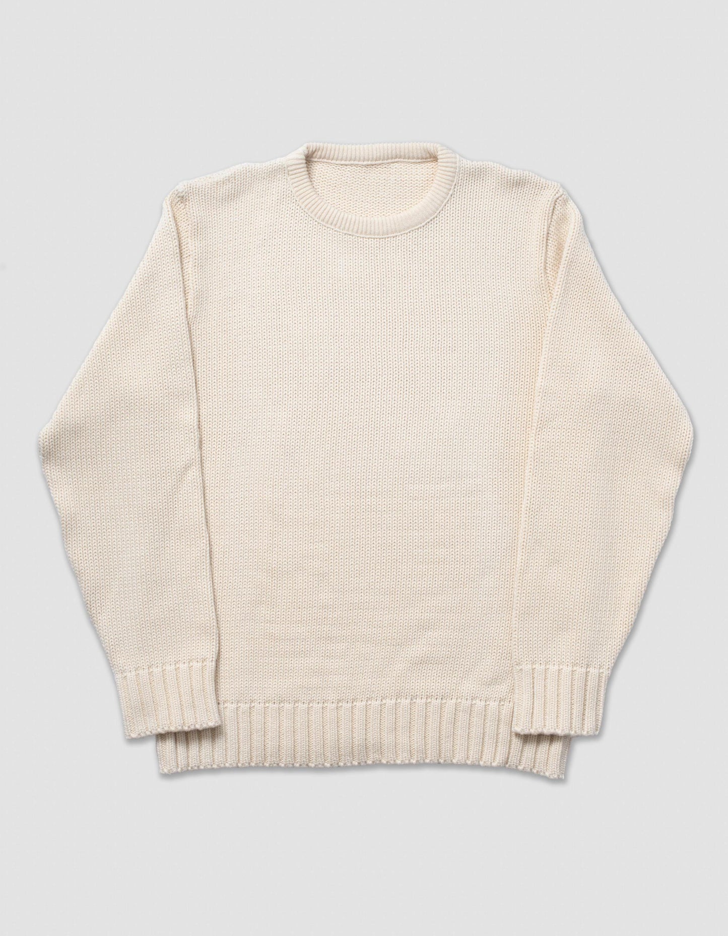 CHUNKY COTTON CREW NECK SWEATER - NATURAL