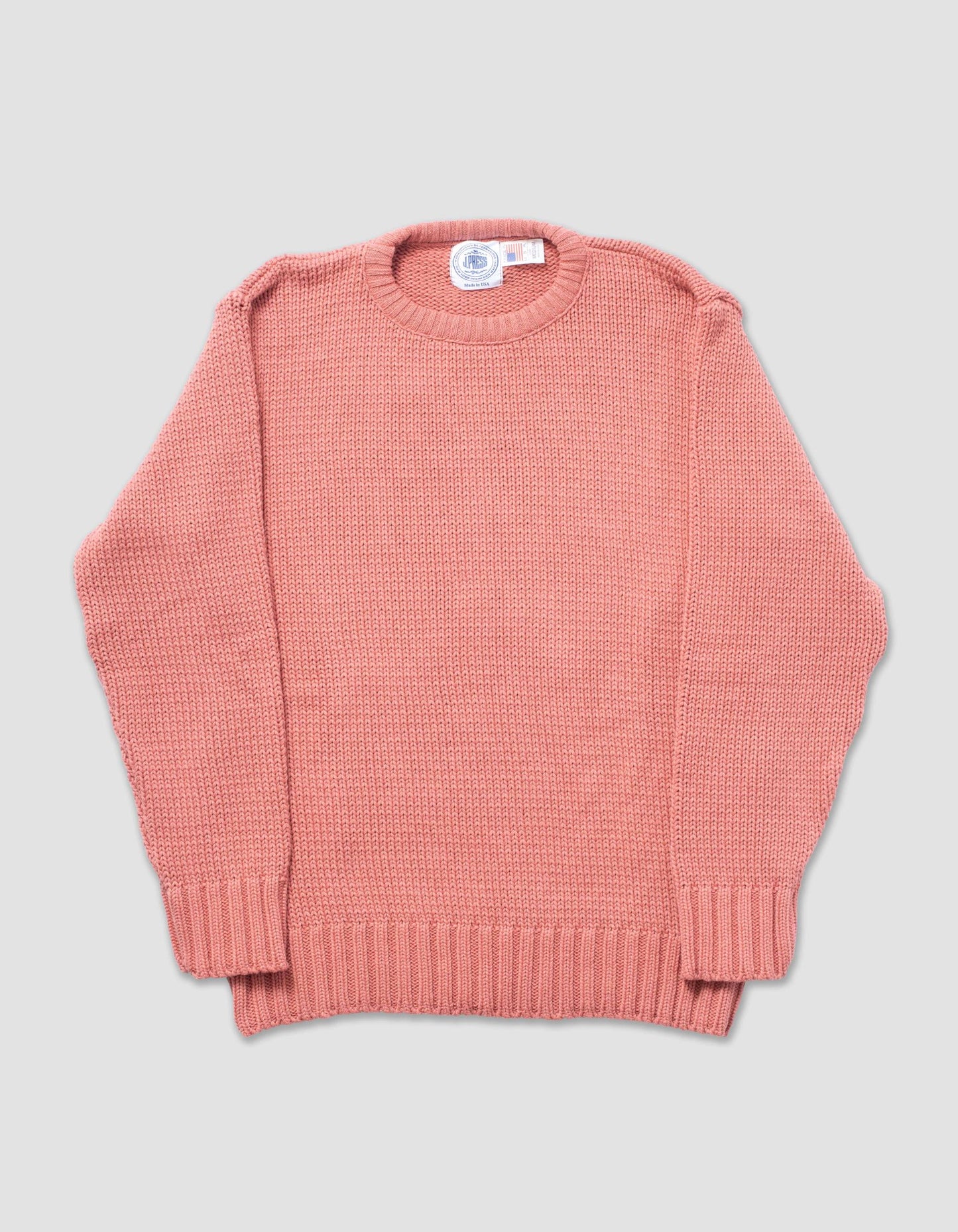 CHUNKY COTTON CREW NECK SWEATER - SUN WASHED RED