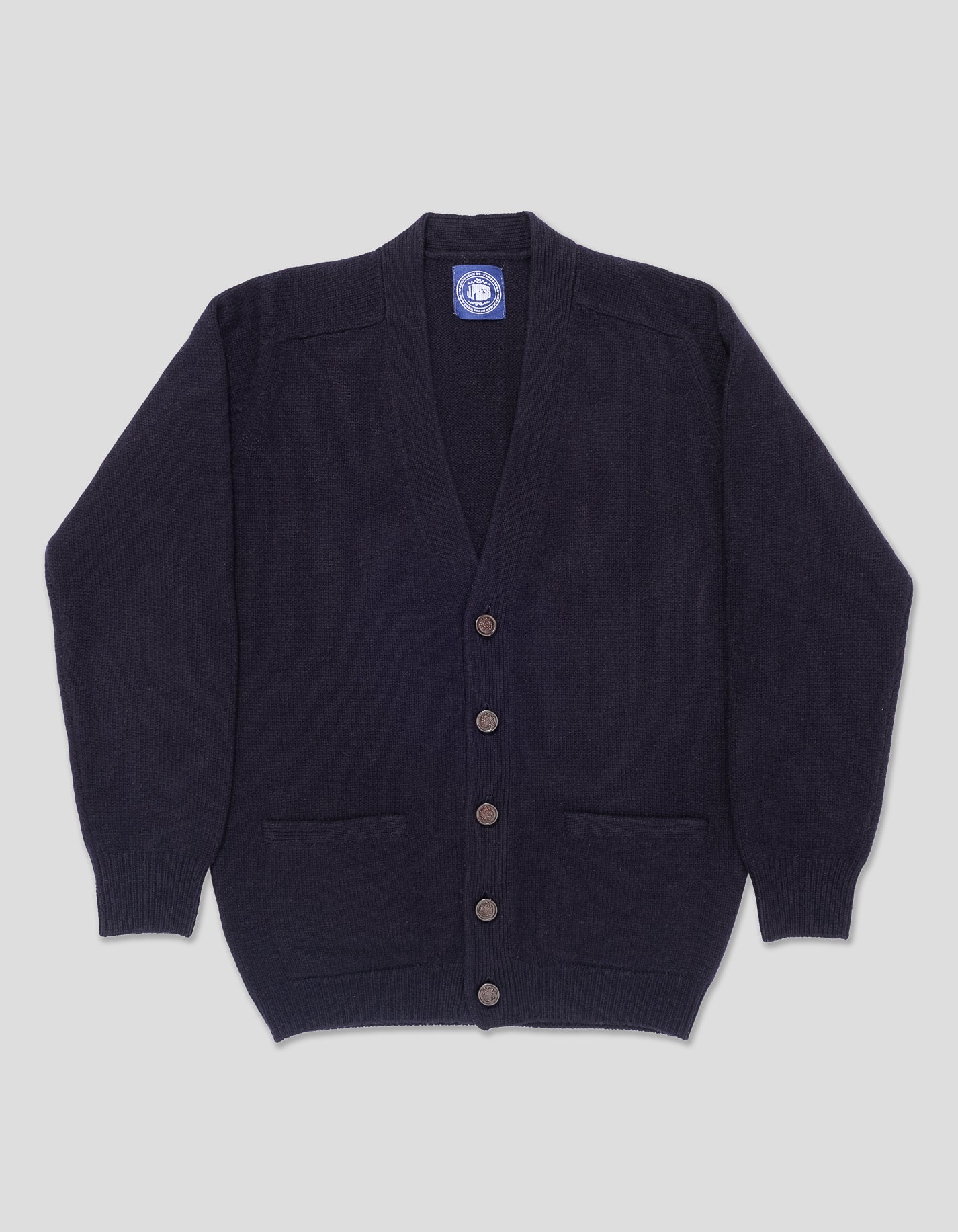 LAMBSWOOL V NECK CARDIGAN - NAVY