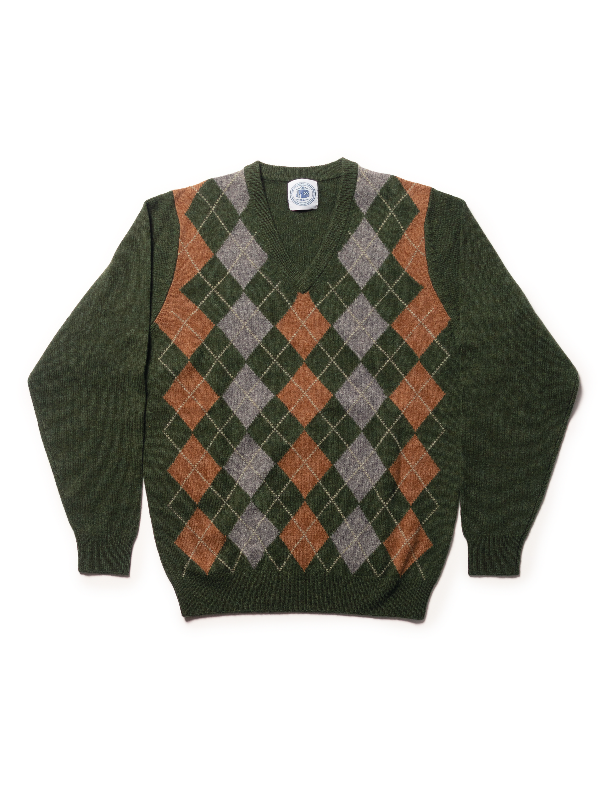 Green sales argyle sweater
