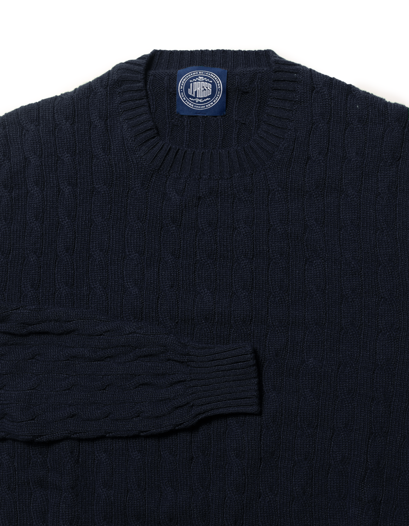NAVY CASHMERE CABLE
