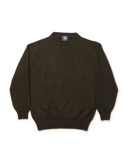 GREEN CASHMERE CHUNKY CREW NECK