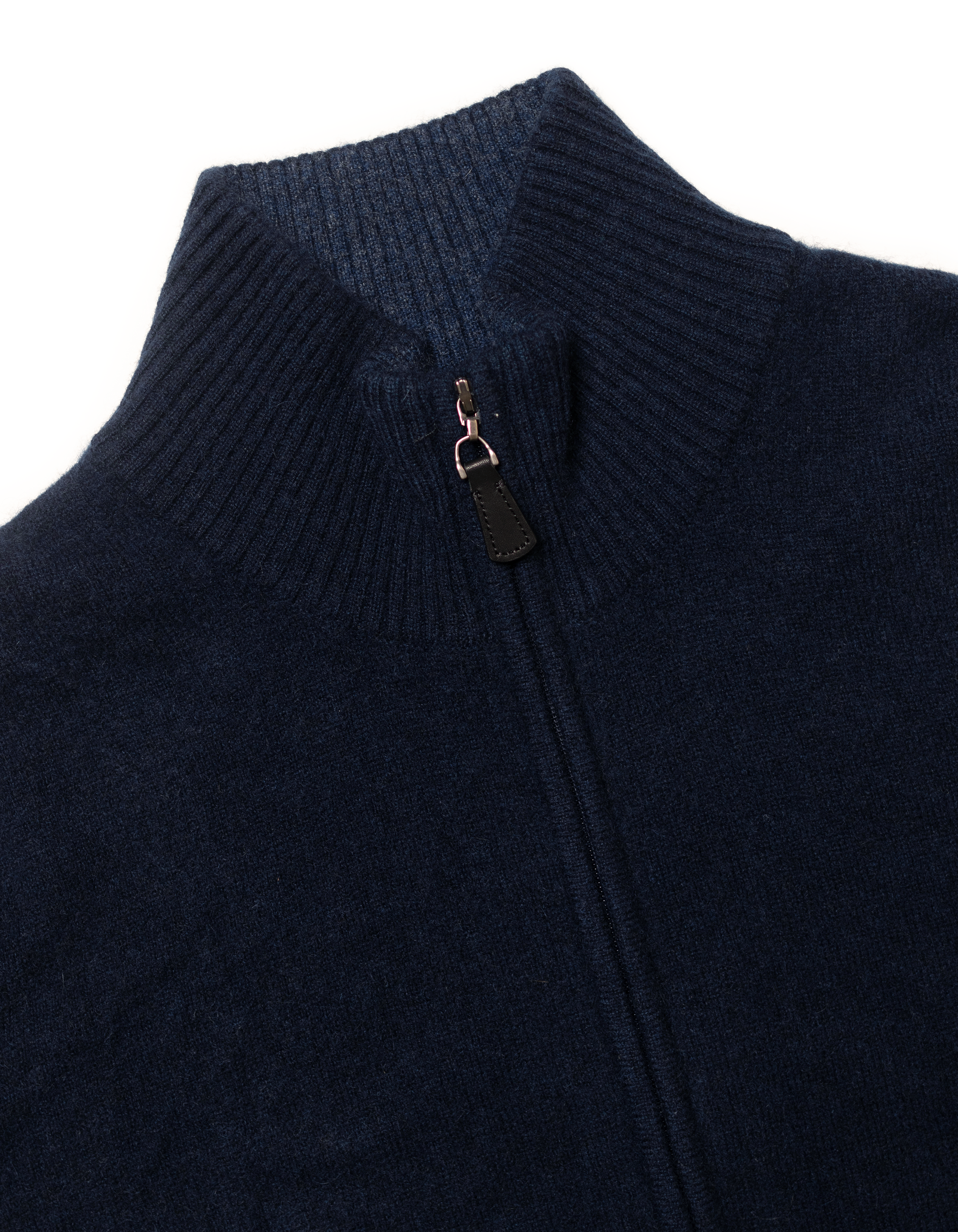 Navy Cashmere Full-Zip Cardigan Sweater - Trim Fit