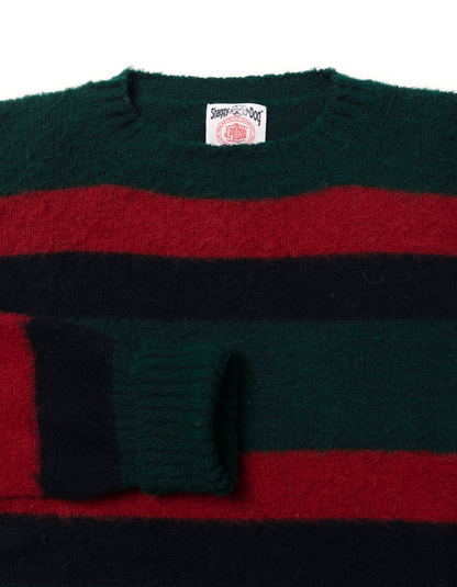 SHAGGY DOG STRIPE SWEATER GREEN/RED/NAVY - CLASSIC FIT