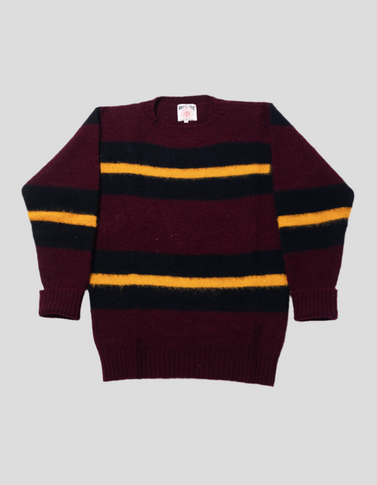 SHAGGY DOG STRIPE SWEATER - BURGUNDY/NAVY/YELLO CLASSIC FIT