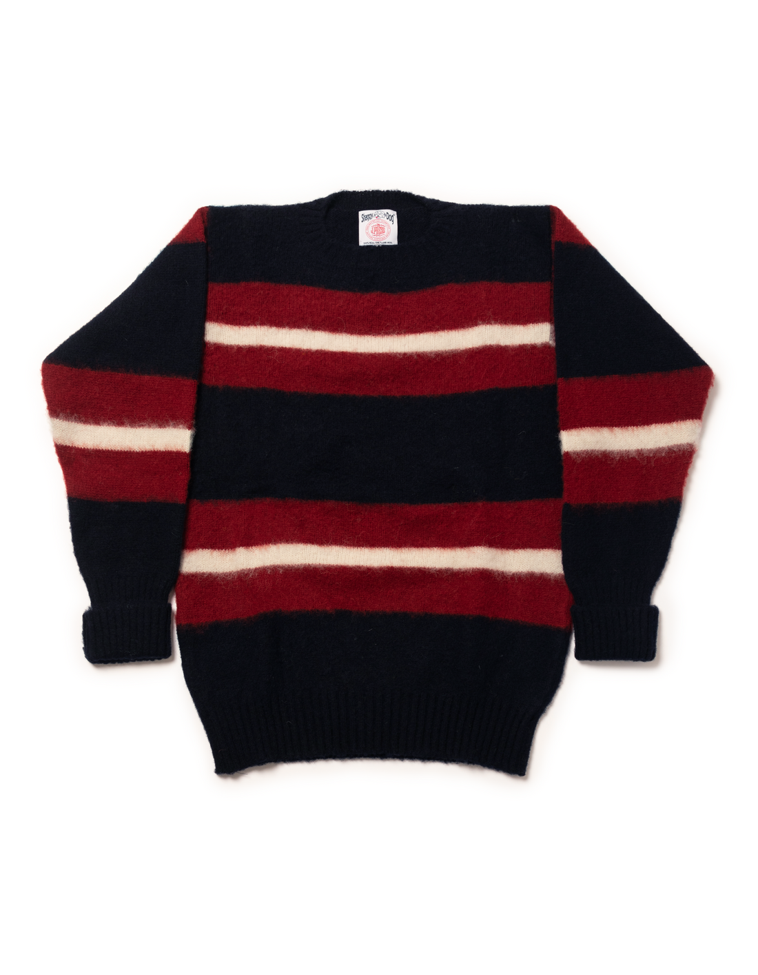 Shaggy Dog Stripe Sweater Navy/ White/Red Classic Fit Men's Sweaters