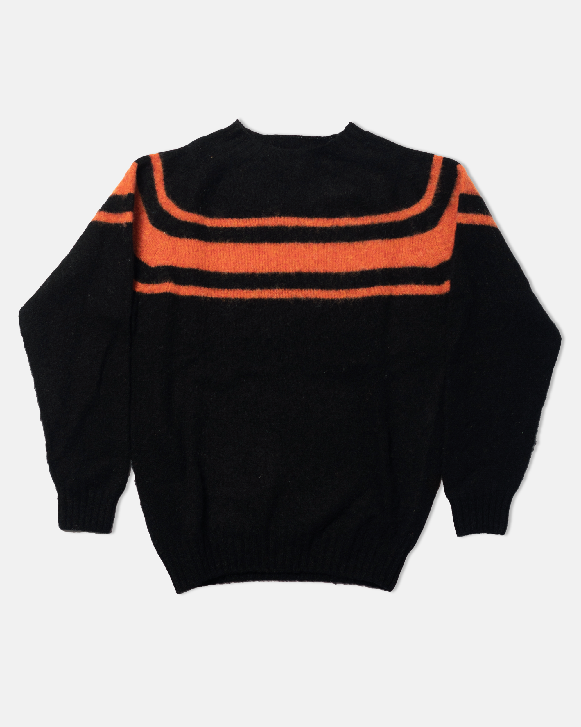 Made-in-Scotland Black Chest Stripe Shaggy Dog Sweater - Trim Fit