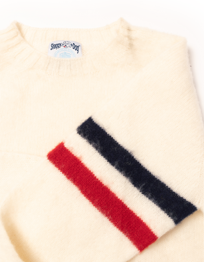 Shaggy Dog Sweater White Two Color Rings - Trim Fit | J. Press – J. PRESS