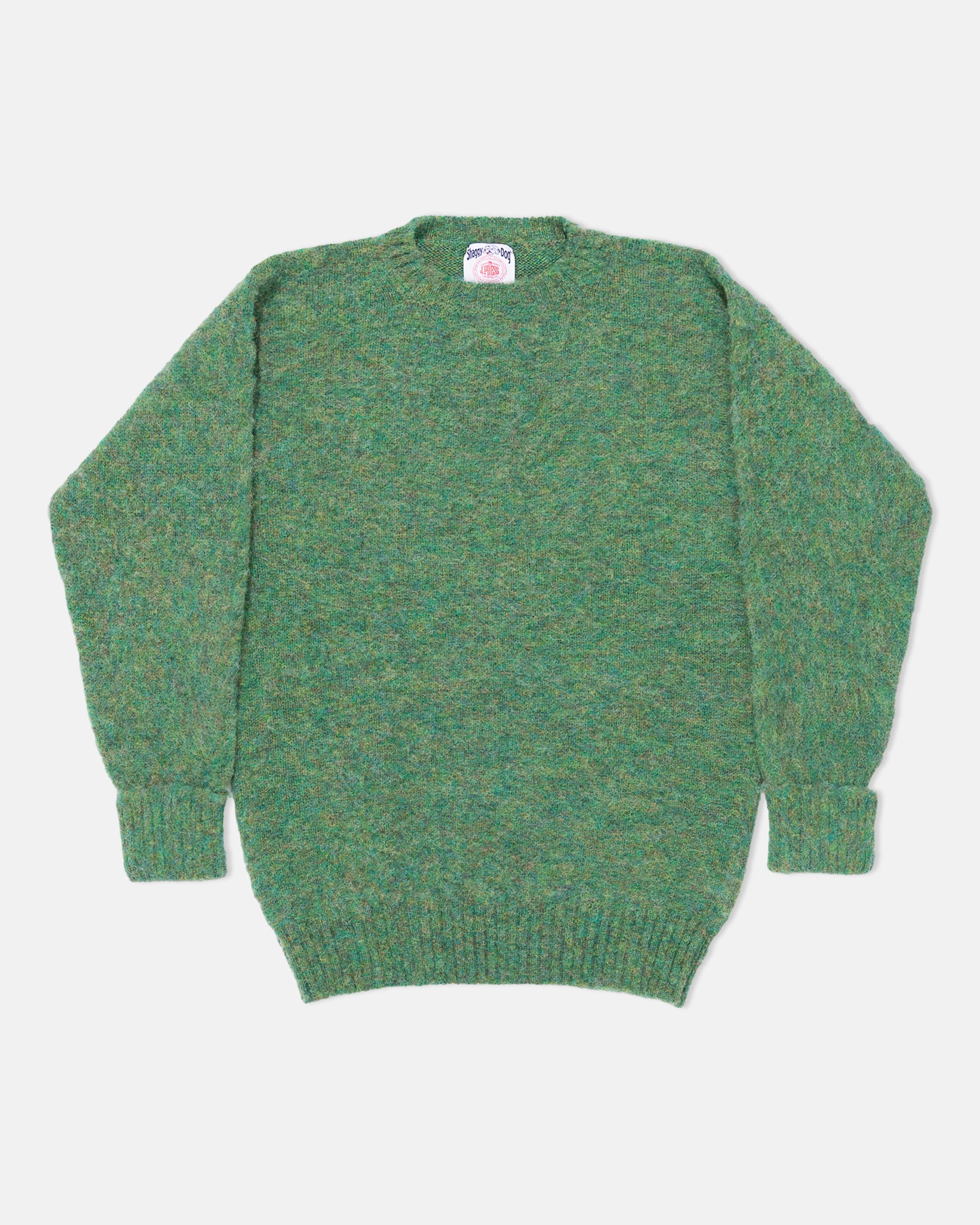 Made-in-Scotland Green Mix Shaggy Dog Sweater - Classic Fit